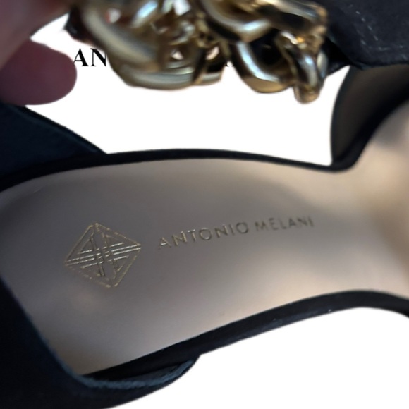 Antonio Melani Tiaa Black Suede Gold Chain Ankle Pumps Heels Size 8.5 - Picture 8 of 9